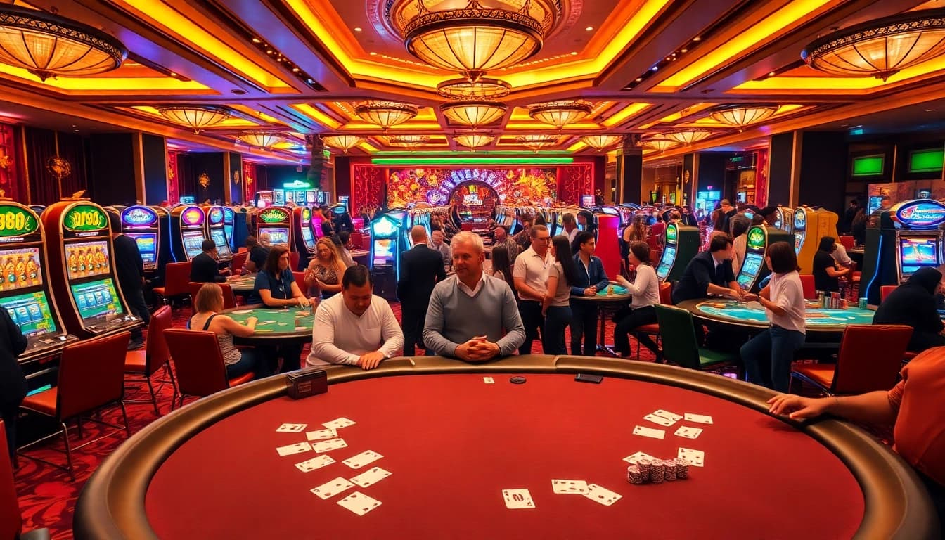 Experience the thrill of U888 U88 with players immersed in vibrant casino games.