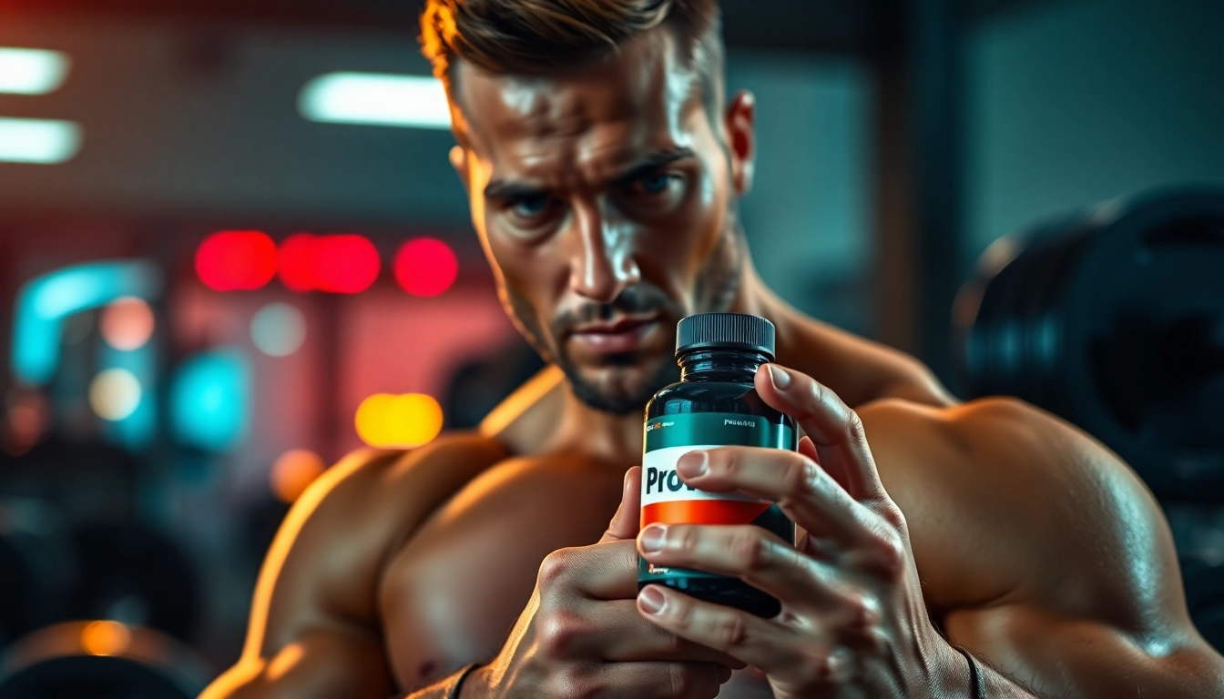 Proviron kaufen: Athlet verwendet Nahrungsergänzungsmittel im Fitnessstudio.