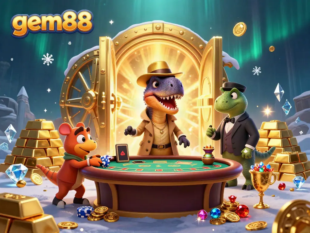 Experience the thrilling blackjack action at gem88 with a sneaky velociraptor card counter.