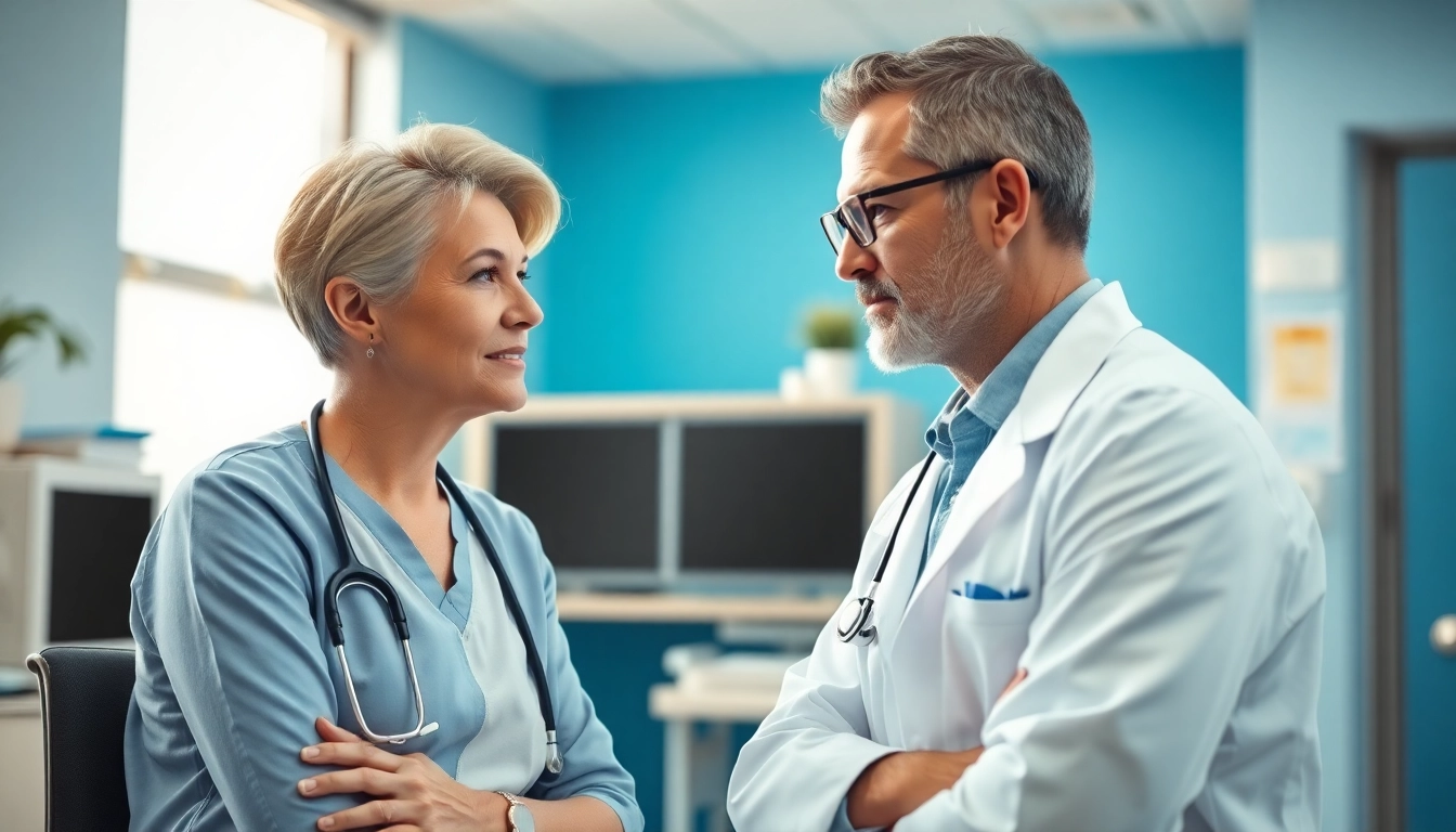 Professionelle medizinische Beratung mit Deus medical im Fokus, Arzt und Patient im Gespräch.