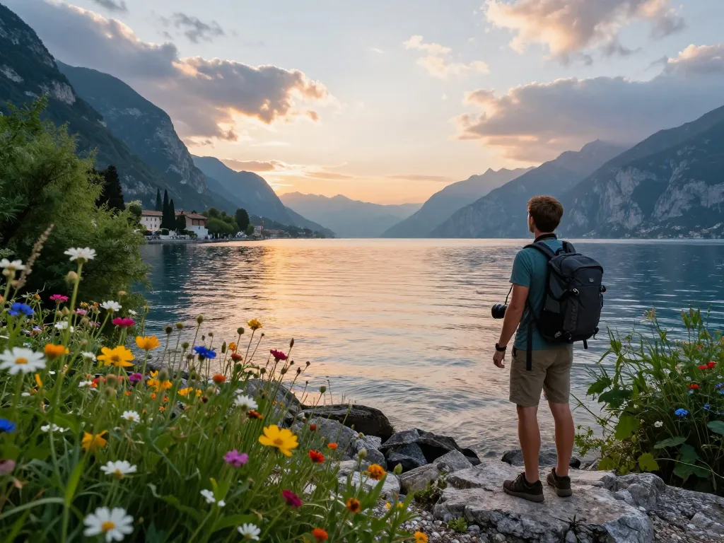 Wunderschöner Sonnenaufgang am Gardasee, perfekt für Ihr Abenteuer im Urlaub am Gardasee.