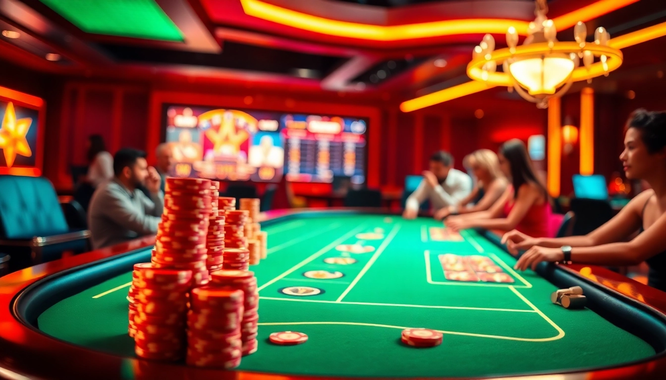 Highlight the beste casino bonus offerings at an engaging online casino setup showcasing vibrant colors and lively gameplay.
