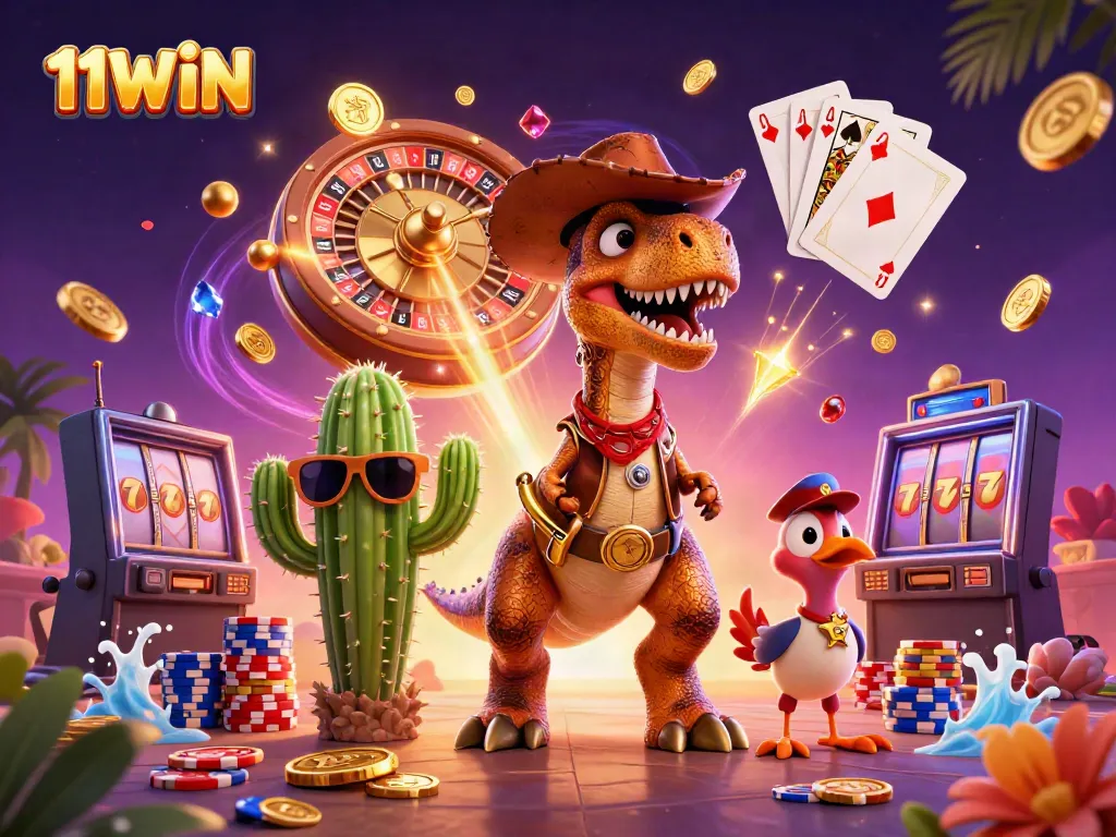 Experience thrilling gameplay with 11WIN's dynamic casino adventure featuring vibrant characters.