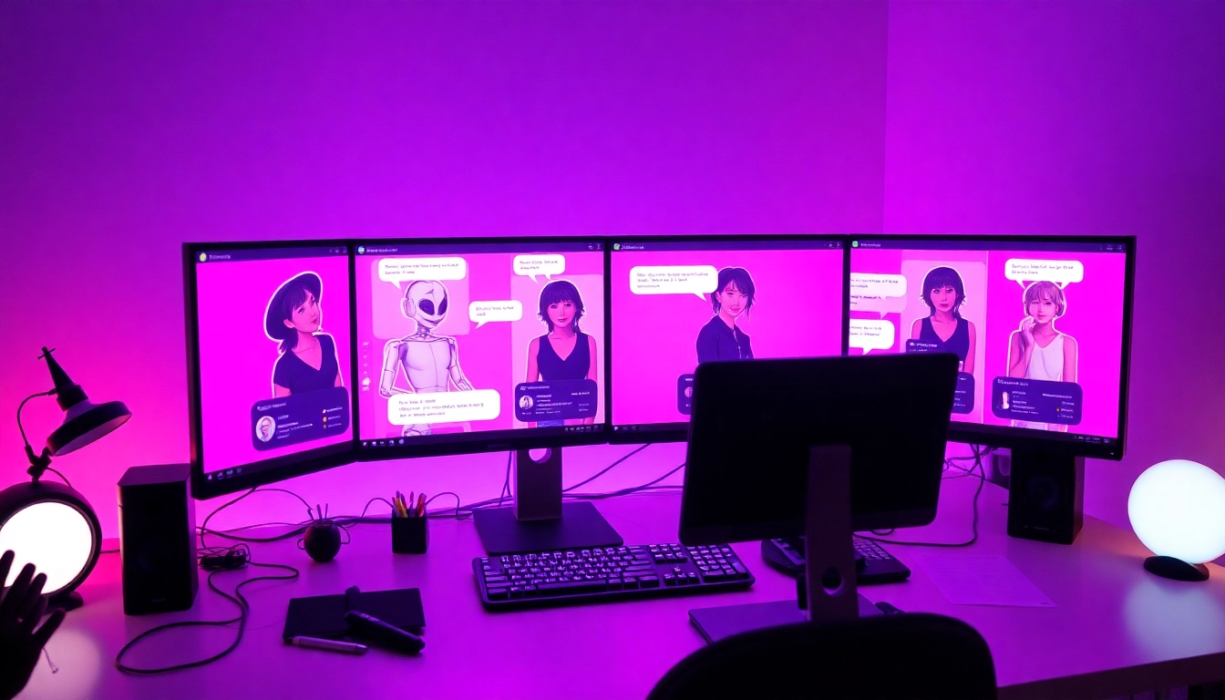 Engaging NSFW chat bot interaction with AI-generated characters in a modern digital workspace
