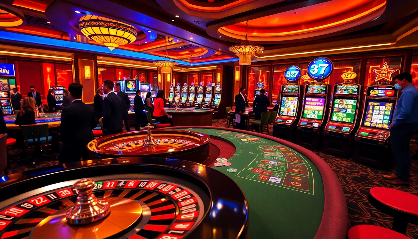 Experience the thrill of gaming at home jili7 with vibrant casino tables and slot machines.