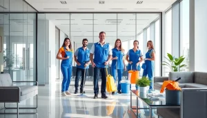 Effiziente gebaeudereinigung berlin durch ein engagiertes Team in einem modernen Büro.